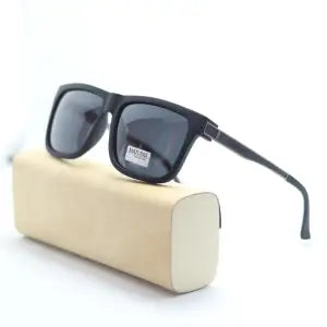 Matte Black Polarized Square Frame Sunglasses For Men | UV 400 Protection Solid Square Sunglasses For Men