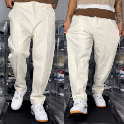 22-865 Basic Plain Straight Fleece Inside Formal Pant " Cream "