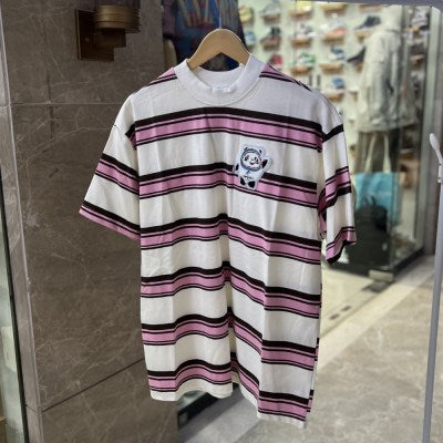 Panda Embroider Design Lining Oversize T-shirt " Pink "