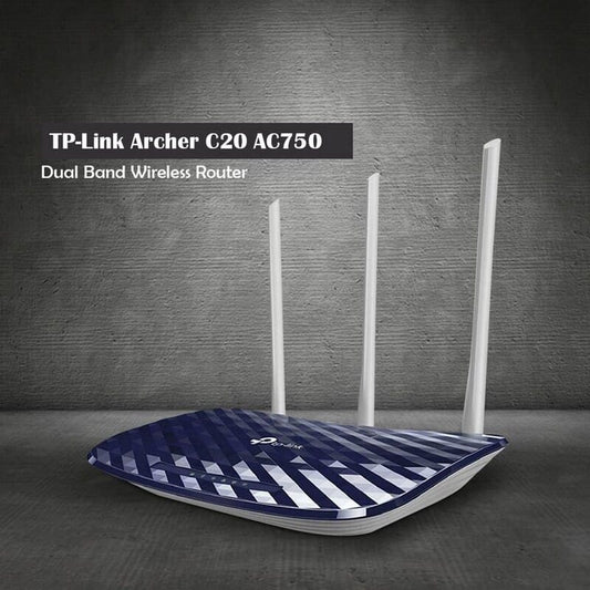 TP-Link Archer C20 AC750 Dual Band Wireless, Wi-Fi Speed Up to 433 Mbps/5 GHz 300 Mbps/2.4 GHz, Supports Parental Control, Guest WiFi, Router