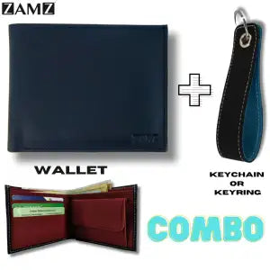 Zamz COMBO Genuine 100% Leather Wallet and Keychain
